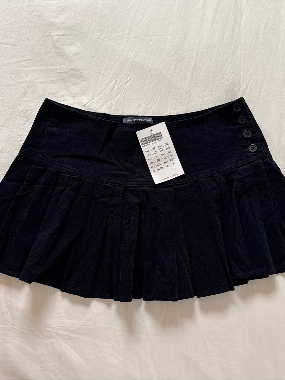 Brandy Melville Navy Pleated Mini Skirt